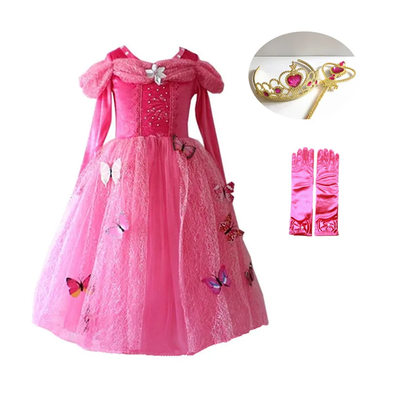

Kids Princess Dress Girls Sleeping Beauty Aurora Cosplay Costume Children Long sleeve Halloween Party Dress up Fantasy