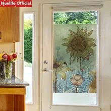 Индивидуальный размер Подсолнух узор Электростатическая пленка «замороженное стекло» гостиная спальня ванная комната балконные раздвижные двери оконная пленка