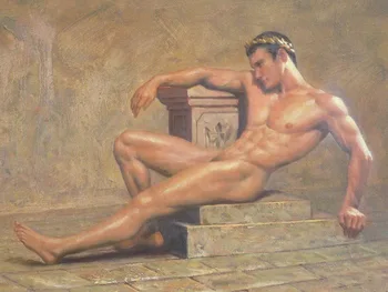 

Old artists hand-painted high-quality oil paintings on canvas: male models, bodybuilding charm impulsive muscular men