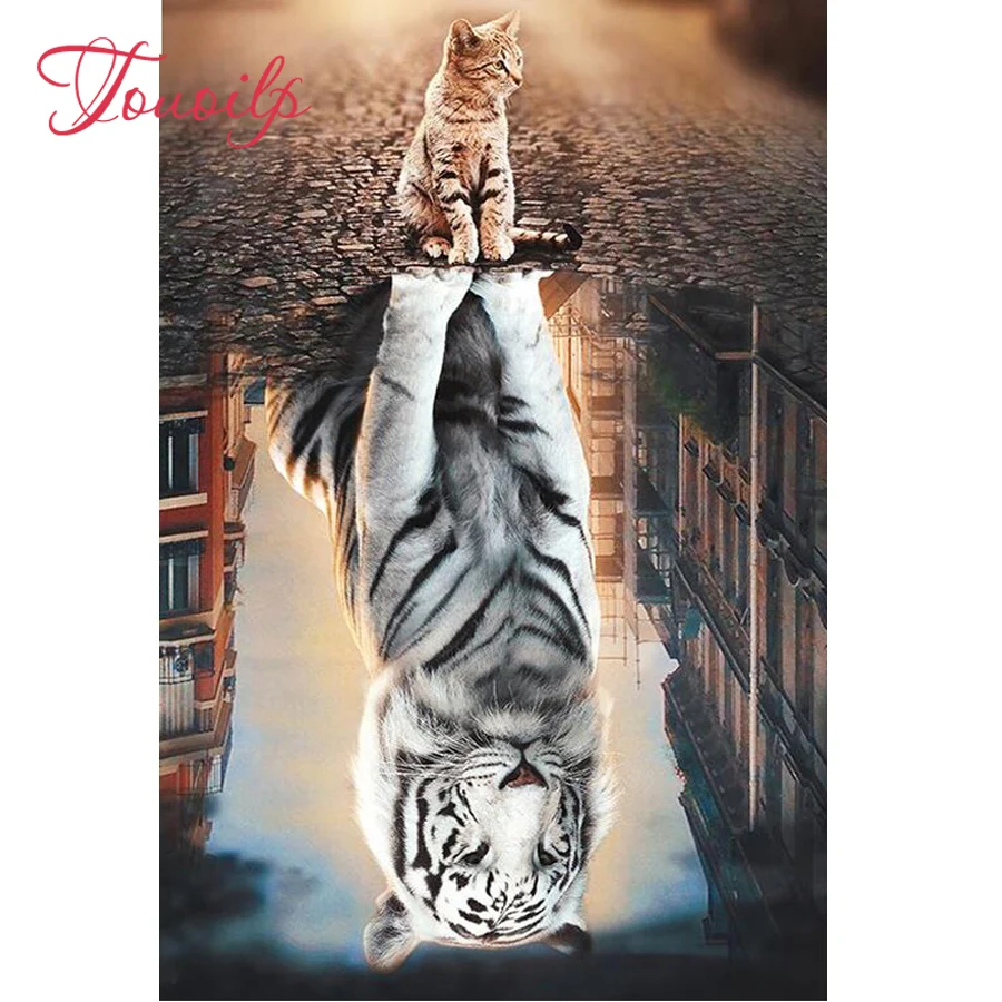 Touoilp кошачьей мордочки Cat & tiger 5d алмазная вышивка крестиком с украшением в виде