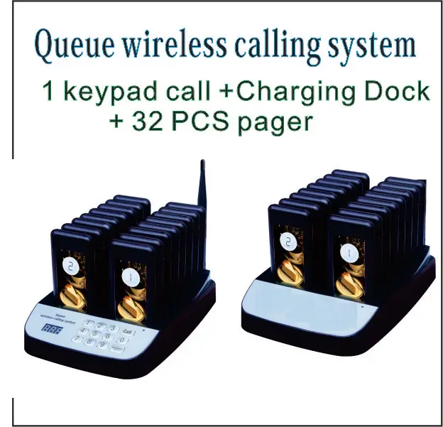 

32 Queue call Guest Waiting Pager +999 Channel caller Wireless Paging System for Restaurant Cafe Shop