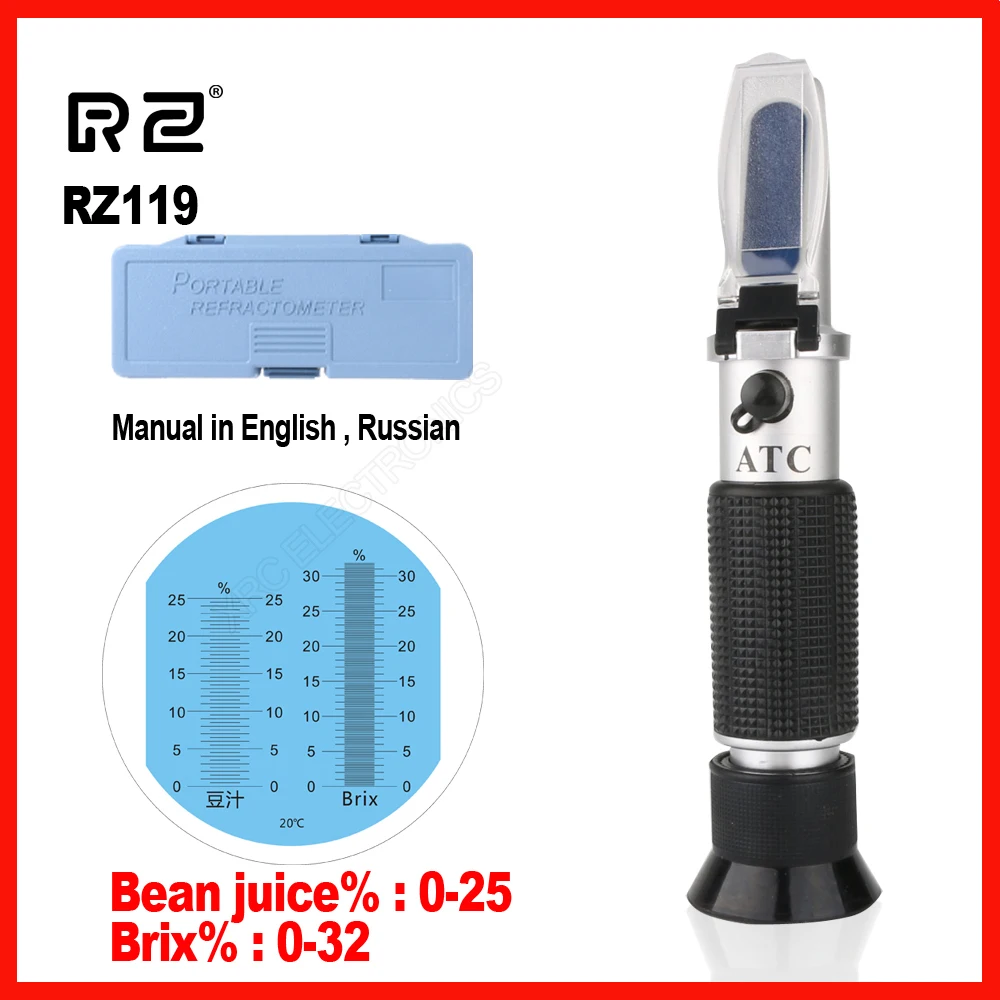 

RZ Handheld Soy milk refractometer concentration meter 0~30% bean juice milk Brix meter refractometer sugar meter RZ119