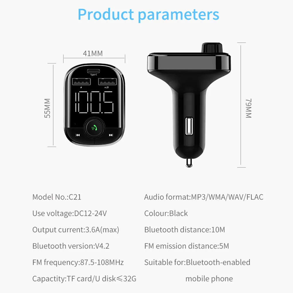 Беспроводной автомобильный Bluetooth fm-передатчик двойной зарядное устройство USB AUX вход TF карта Transmisor Tarjeta de дропшиппинг Электроника
