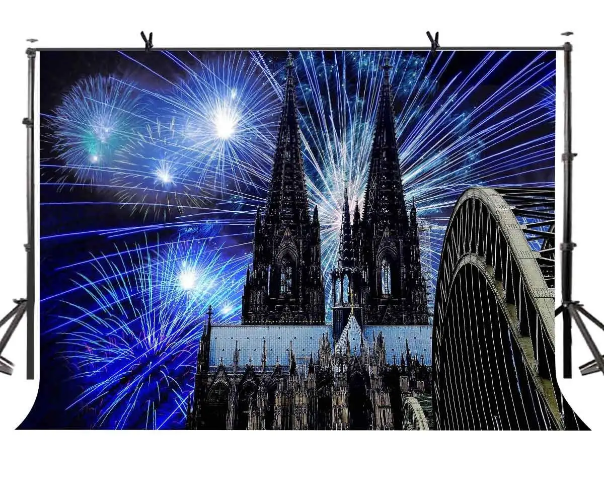 

7x5ft Colorful Fireworks Backdrop Colorful Fireworks Magic Castle Photography Background and Studio Photography Backdrop Props