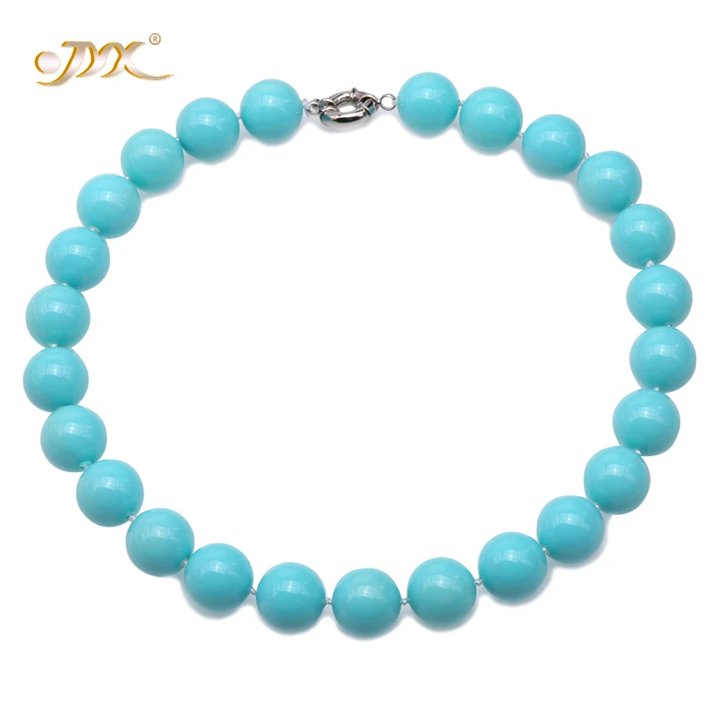 

JYX 2019 charming necklace blue 16mm Seashell Pearl Round Beads Necklace high quality 18" elegant jewelry for women