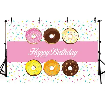 

NeoBack Donut Party Decoration Photography Backdrop Happy Theme Parties Dots Photo Background Grow Up Sprinkles Kids Backdrops
