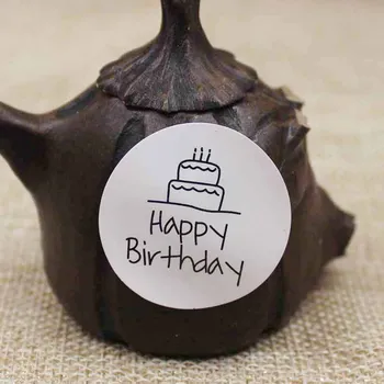 

2017 DIY Happy Birthday Kraft Sticker Label 1lot=1200 pcs White & Kraft Labeles Gift Label White or Kraft Colour Labels