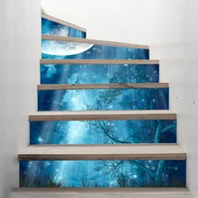 Креативные 3D лесной лунный свет декоративные Стикеры для лестницы смешное Искусство настенные наклейки для гостиной спальни домашний декор FS016