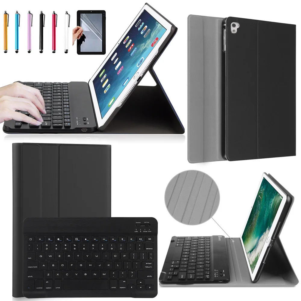 

Eagwell 2 in 1 Removable wireless Bluetooth Keyboard + Litchi pattern PU Leather Case For New iPad 2017 / Air / Air 2 /Pro 9.7