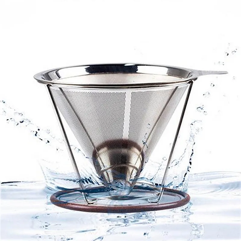  Stainless Steel Coffee Filter Coffee Dripper Pour Over Coffee Maker Drip Reusable Coffee Filter 