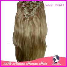 Ring Very soft Can Be Dyed and Bleached 24 inches Natural Straight Remy Hair 8Pcs/Pack 120g Clip in Hair Extension 15 colors