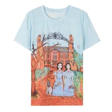 

2018 New Summer Ladies Casual Fashion T-shirt frida kahlo Cartoon Dog Castle Girls Loose Runway Designer Tops Women Top Femme