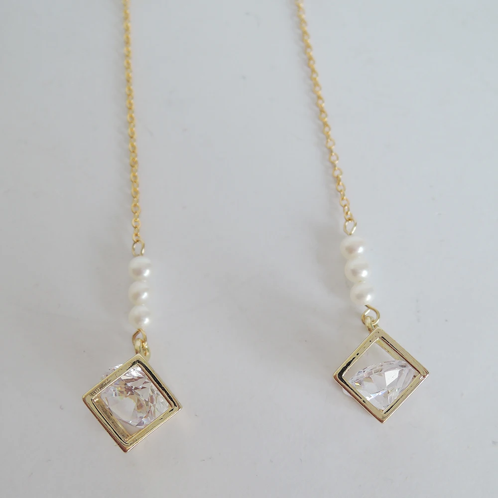 100% nature freshwater pearl earring with 925 silver hook -- AAA baroque Pearl,8.5 cm length, perfect round pearl earring