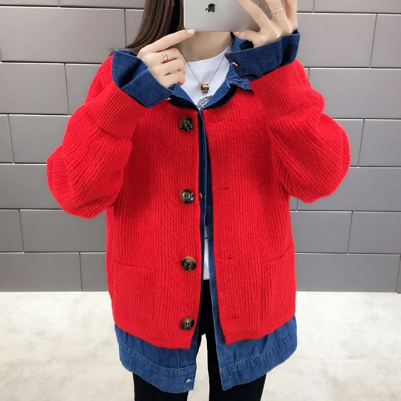 

Loose Spring Women Cardigan Sweater With Button Plus Size Ladies Long Sleeve Knit 2019 Sweater Causal Knitted Jacket Feminino