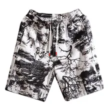 Для мужчин брюки новые летние Повседневное модные Для мужчин s Новая мода Повседневное свободные пояса шнурком пляжные шорты с принтом брюки 5#7