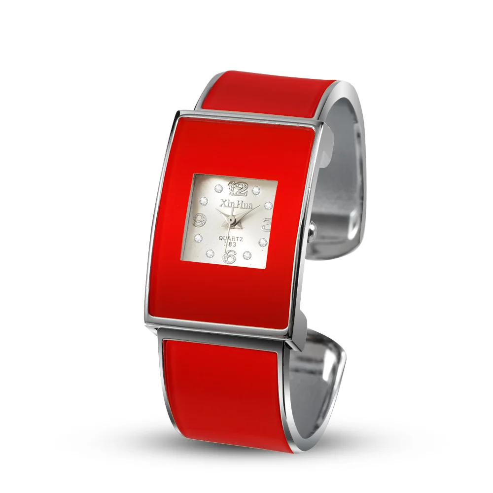 Relogios Feminino XINHUA женские часы браслет из нержавеющей стали со стразами, дизайнерские женские часы reloj mujer - Цвет: Красный