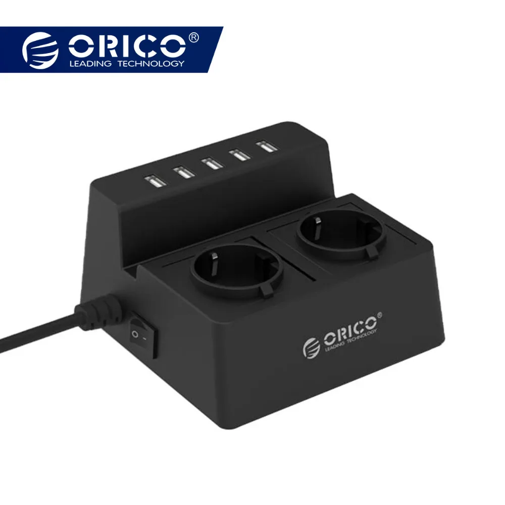 

ORICO ODC Updated Office Home 2 AC EU Power Strip with 5 Ports USB Charger for iPhone/iPad Home Appliances-Black/White