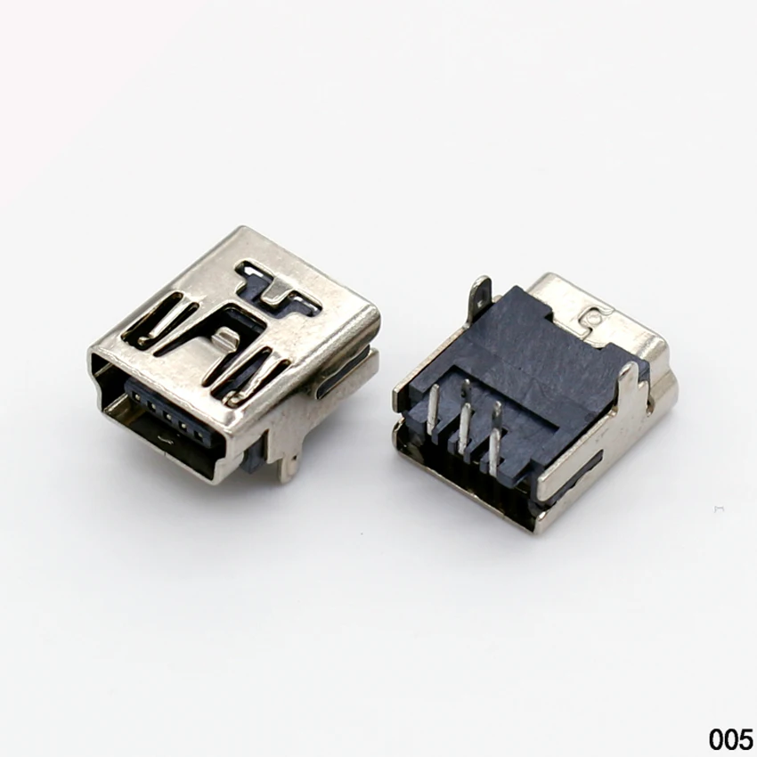 1X 미니 USB 잭 5P/F 암 잭 소켓 PCB 마운트, 전화, MP4,90 각도 5 핀 USB 2 피트 잭, 재질: 구리 ...
