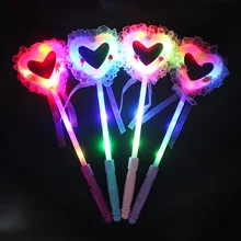 Для девочек принцесса СВЕТОДИОДНЫЙ Мигающий Сердце волшебная палочка палочки светильник палочки с лентами косплей реквизит подарок на день рождения Хэллоуин