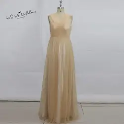 Vestido madrinha Longo Шампанское Тюль Подружкам невесты длинные последние Дизайн дешевые свадебные платья гостей 2017 для свадеб Гала