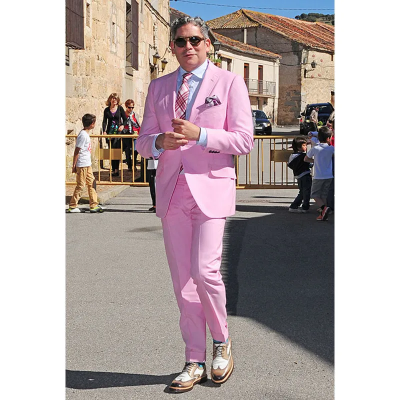 

Custom Made New Pink Formal Men Suit Slim Fit Simple Summer Modern Blazer Custom 2 Piece Men Suits Groom Wear(Jacket+Pants) L638