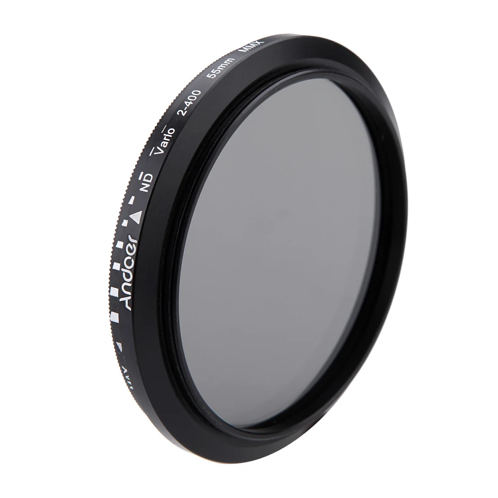 Andoer 55mm ND Filter Fader Neutral Density Adjustable ND2 to ND400 Variable Filter for Canon Nikon DSLR Camera