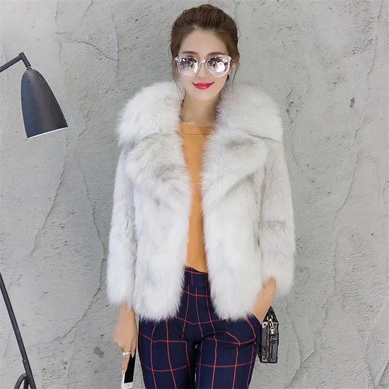 

2019 casaco feminino Women Warm Real Fox Fur Coat Outerwear Short Winter Fur Jacket Natural Blue Fox Coats for Women CYK562126