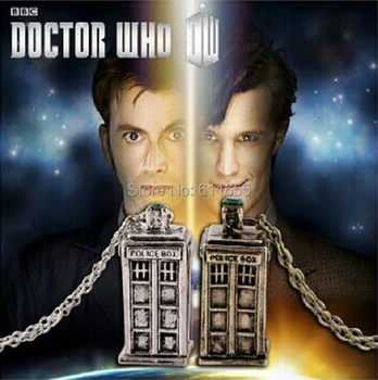 

Free shipping 12pcs/lot ancient Steel bronze TARDIS uk movie Doctor Who pendant necklace fashion jewelry wholesale steampunk