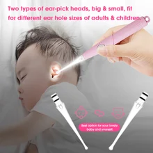 Детский ушной воск очиститель светодиодный свет для чистки ушей удалитель ушной серы светящаяся Ушная кюрета световая ложка инструмент для здоровья детей