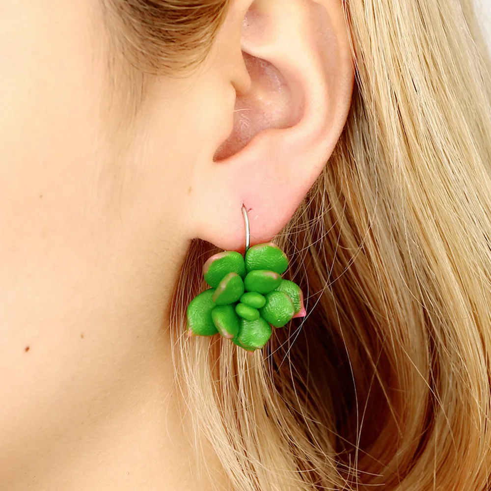 

OTOKY 2019 New Arrival Green Mismatched Colorful Funny Cactus Succulents Plant Flower Earrings Jewelry For Gift