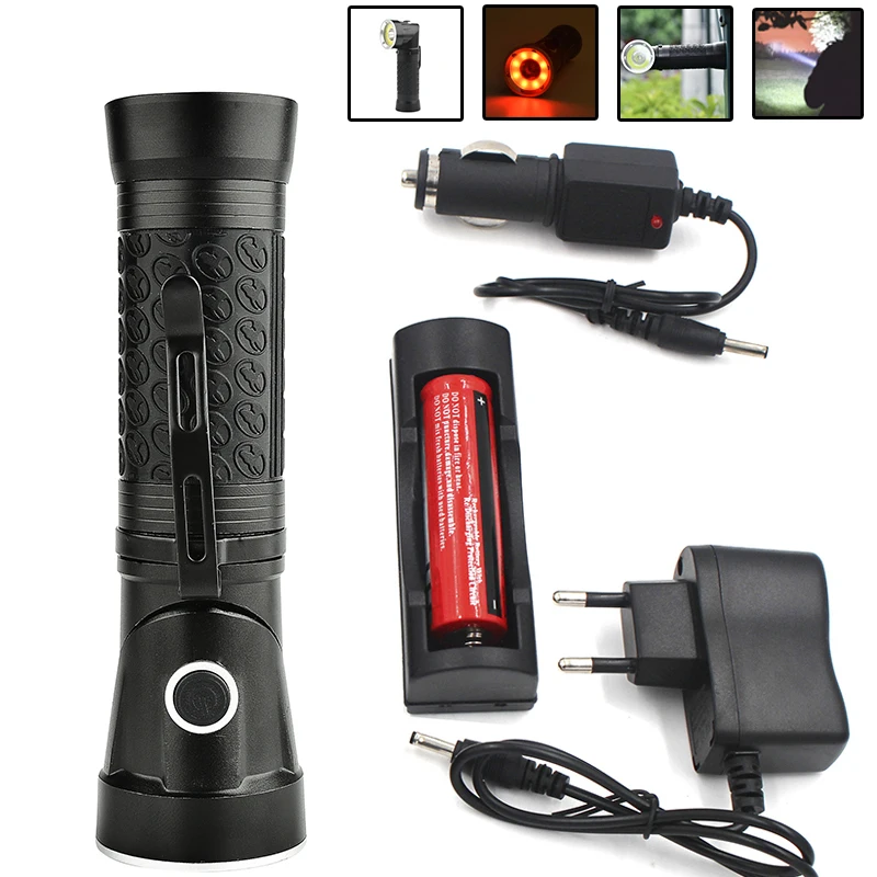 Kopen Z301305 LED Zaklamp XM T6 8000LM COB Zoomable 3 Modes Aluminium Lanterna Camping Ingebouwde batterij Voor Camping wandelen