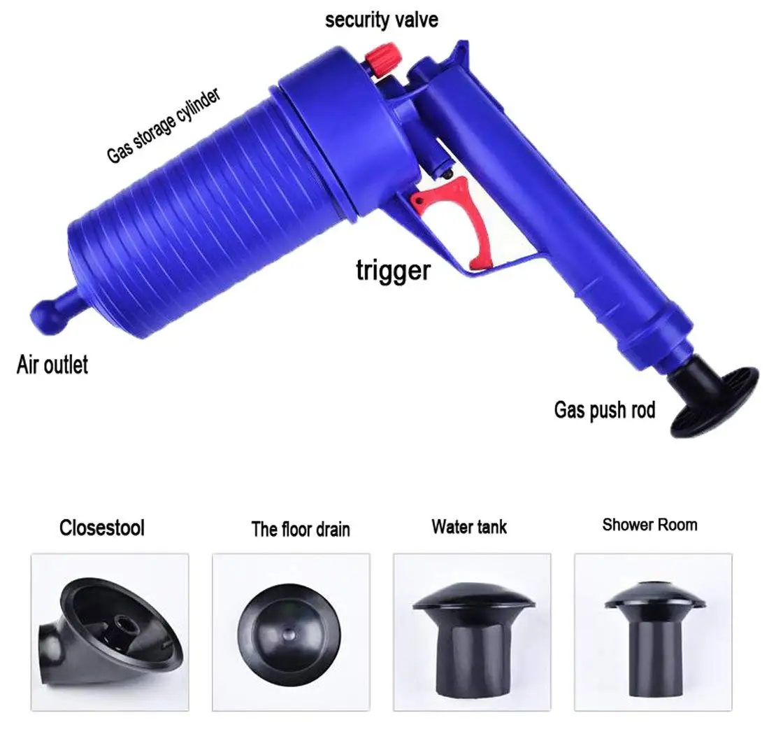 Воздушный сливной бластер, пневматический распылитель, мощный ручной Плунжер для раковины, открывалка, дозатор с насосом для очищения для ванны, туалетов, засоренная труба, Ванна