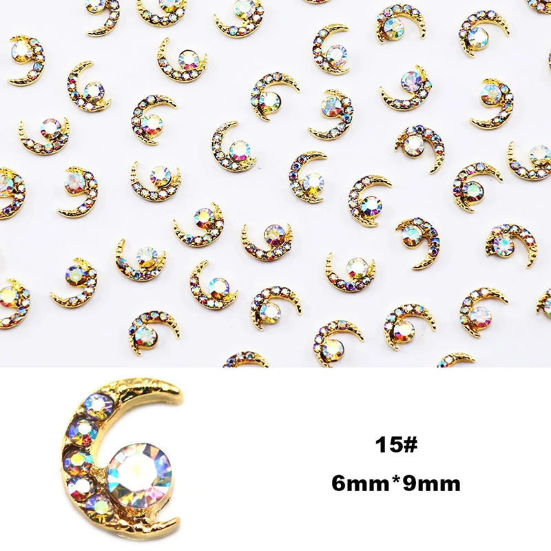 10 шт. 20 видов стилей новый Красота Nail Art Rhinestone металла Звезда Луна украшения для