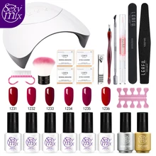 Sexymix полный набор инструментов для дизайна ногтей набор для ногтей 36 Вт УФ светодиодный светильник для наборы для ногтей 6 шт. 7 мл УФ-гель для ногтей набор Инструменты для маникюра