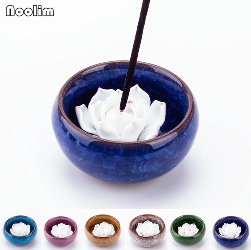 

NOOLIM Creative Ceramic Lotus Bowl Incense Burner Home Decor Incense Burner Use In Home Handmade Incense Stick Holder