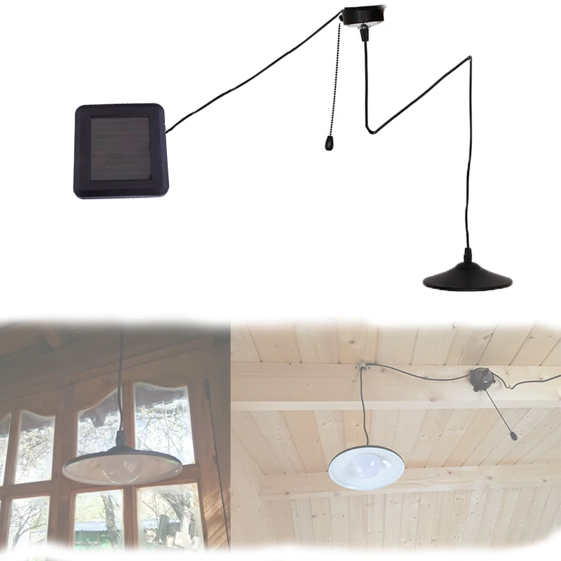 Solar Powered Pendant Lights Black Stainless Steel Body Led Light Lamps