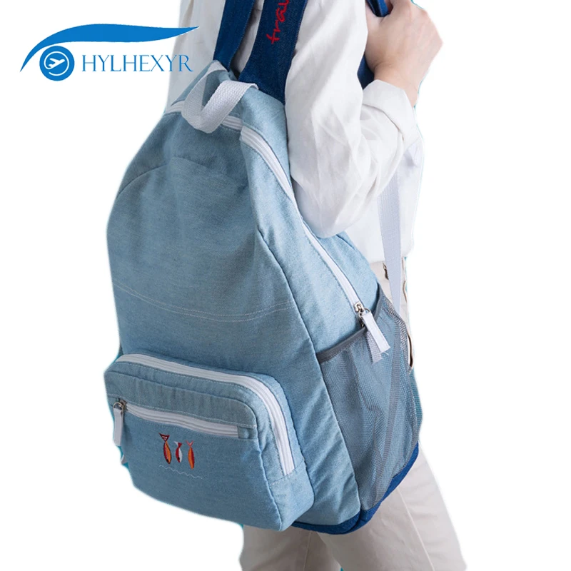 

Hylhexyr Bookbags Denim Female Travel Shoulder Bag Waterproof College School Backpack School Bag Rucksack For Men Women
