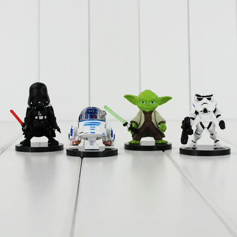 

4pcs/lot Darth Vader Yoda R2-D2 Robot Action Figures PVC Collection Model Toys Gift For Kids