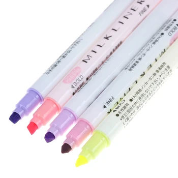 

12pcs/set Marker Fluorescent Pen Highlighter Drawing Soft Writing Headed Mark Pen Stationery Double Headed Highlighter
