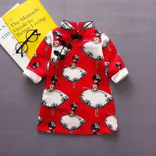 BibiCola/одежда для малышей в китайском стиле коллекция года, Осенняя детская одежда детские вечерние свадебное платье с цветами, платье для маленьких девочек chi-pao