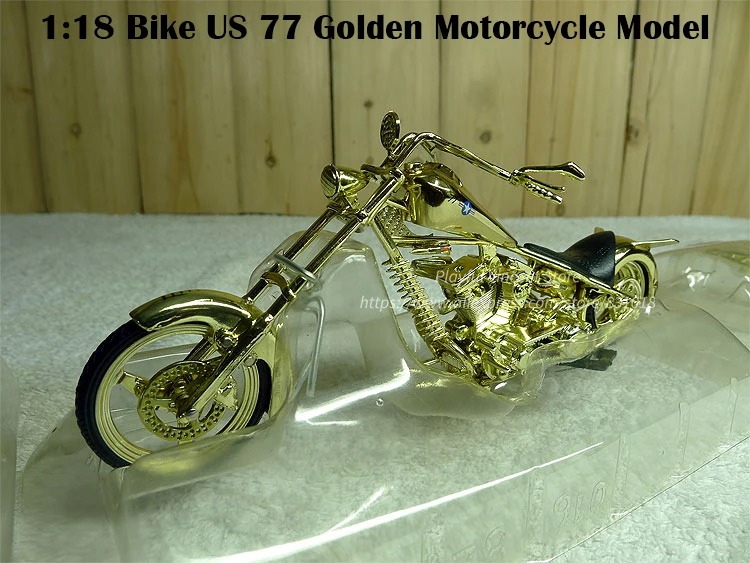 

rare Out of print 1:18 Bike US 77 Golden Motorcycle Model Alloy Collection Model