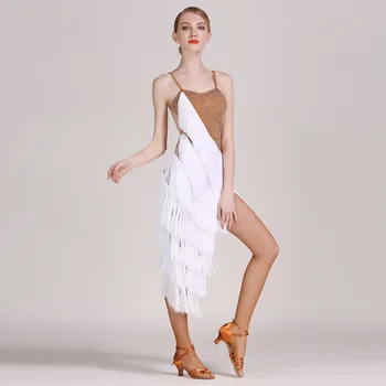 

Sexy Latin Dance Dress Women Performance Costume Competition Fringe Tassels Salsa Modern Tango Cha Cha Latina Club Party Dress