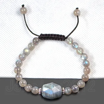 

5PCS/Lot 8mm Labradorite Gem stones Beads Healing Bracelet Adjustable Fashion Diy Jewelry Wholesale