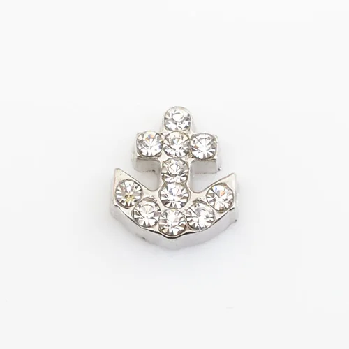 

Anchor with rhinestones, Floating charms,Fit floating charm lockets, FC0251