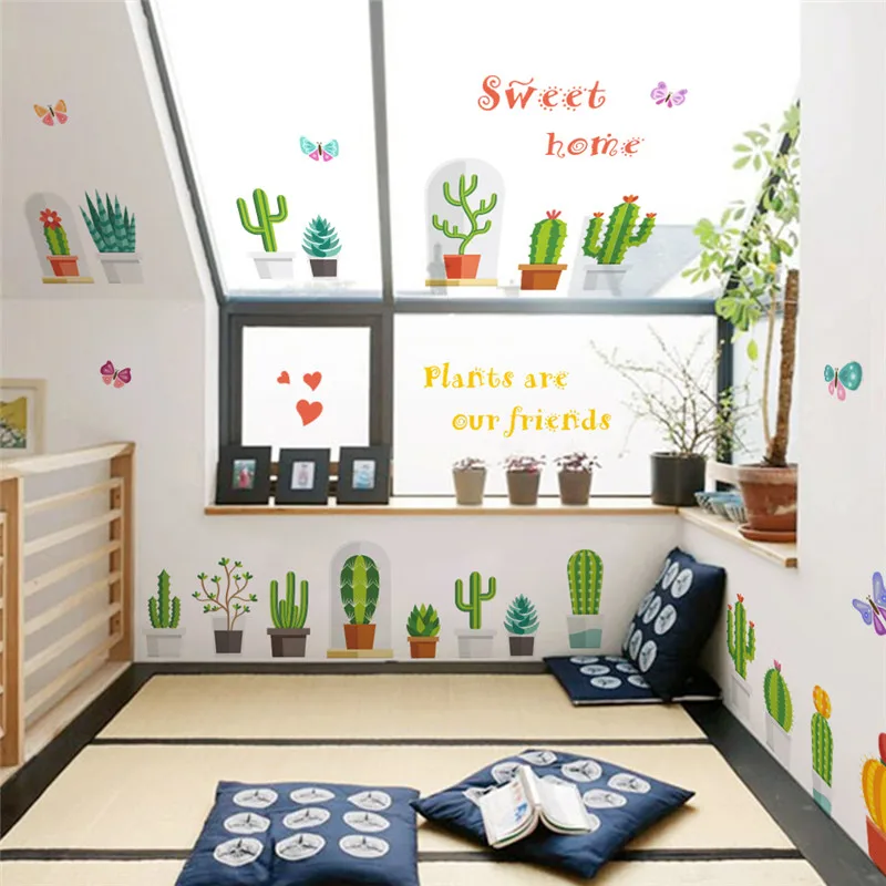 3d حديقة النباتات زهرة ملصقات الحائط الشارات ديكور غرفة الحضانة النافذة خزانة المطبخ زهرة الأطفال صائق الحائط الفن