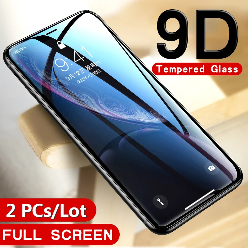2 шт./лот 9D закаленное стекло для iPhone 7 8 Xr X Xs Max 5 6 6S Plus защита экрана на защитное |