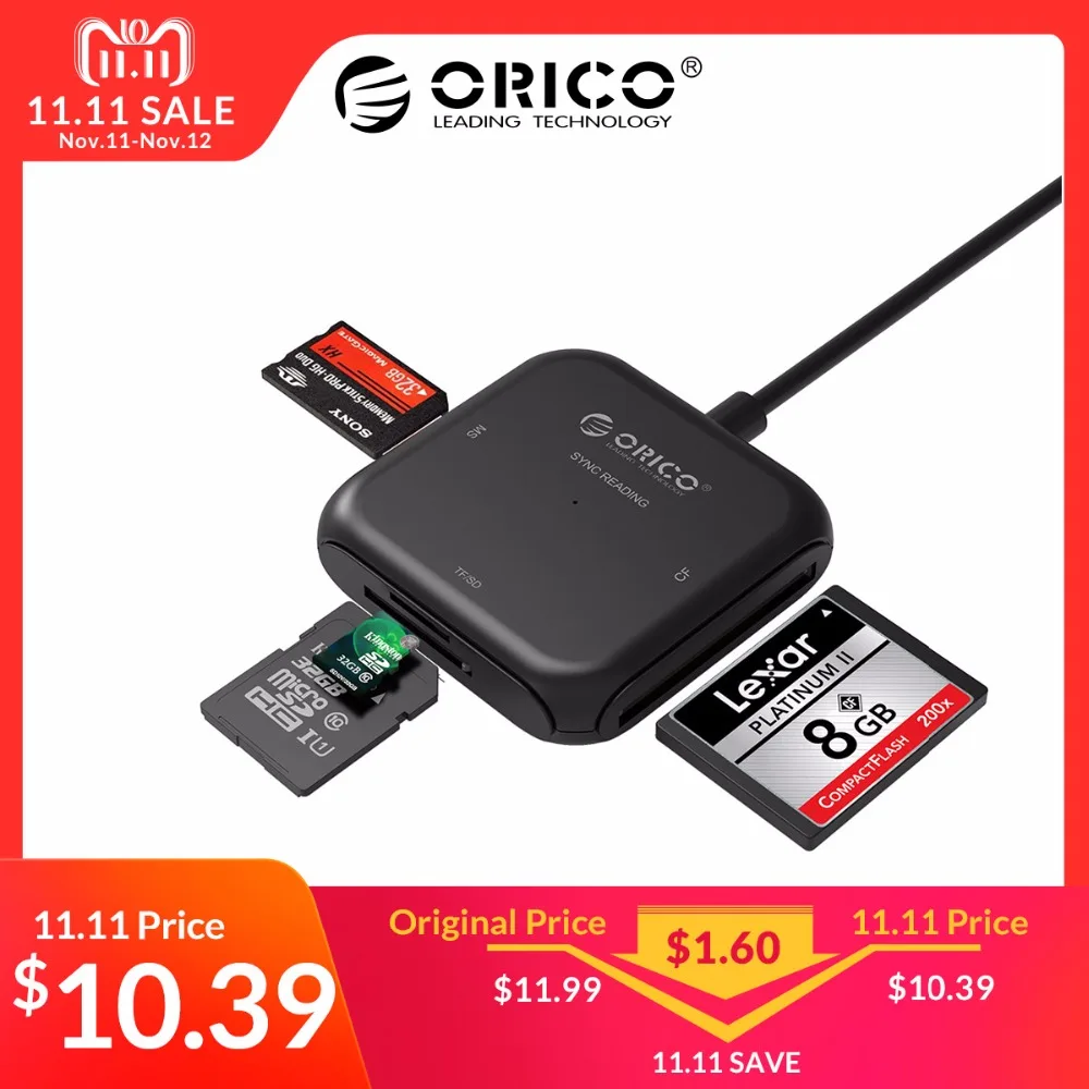 ORICO 4 in 1 USB 3.0 Smart Card Reader Flash Multi Memory Card Reader