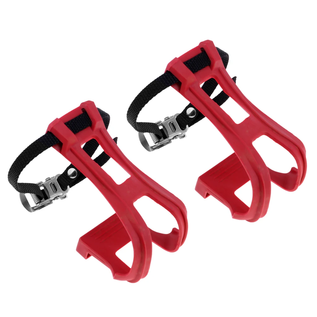 

5 Colors Ultra Light Bike Pedal Strapless Foot Toe Clip Clamp with Straps Black for Mountain Road Bicycles