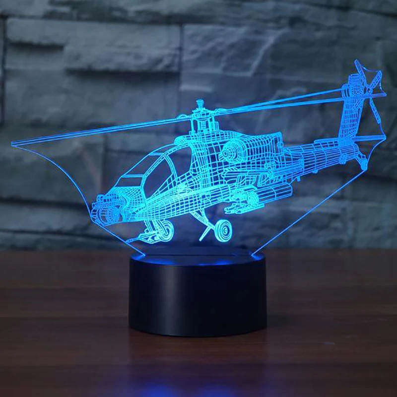 Креативный ночник в виде вертолета светодиодный 3D светильник самолета