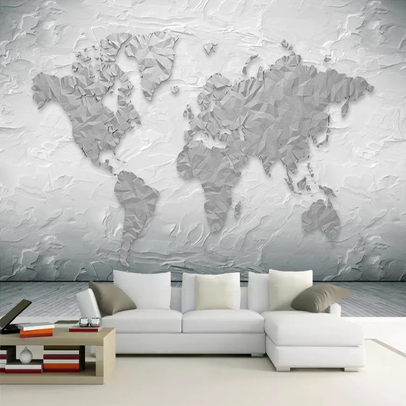 

Custom Mural Wallpaper Stone Texture World Map Modern Study Room Living Room TV Background Wall Photo Mural Papel De Parede 3D
